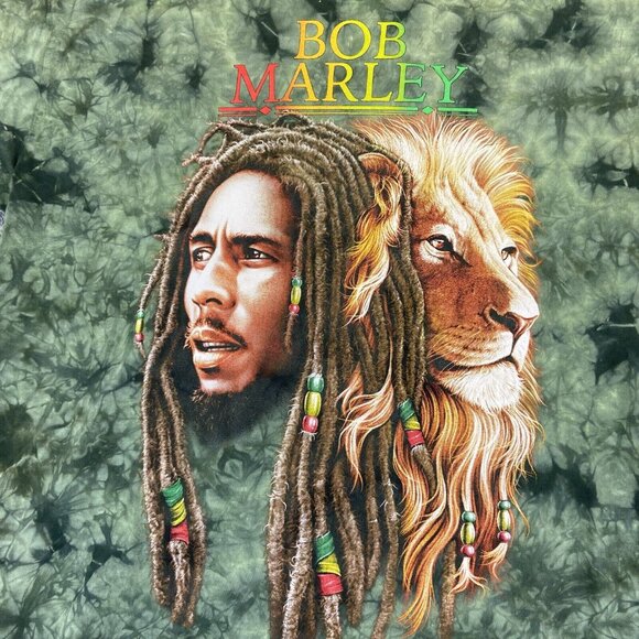 Bob‎ Marley T Shirt XL Green The Roxx Double Sided Tie Dye Lion - Picture 3 of 11